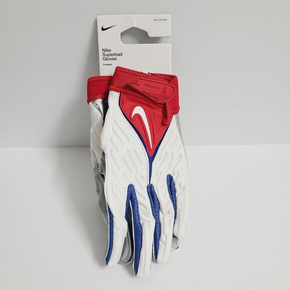 Nike Superbad 6.0 Football Gloves N.100.9253.131 Size XXL White Red Blue